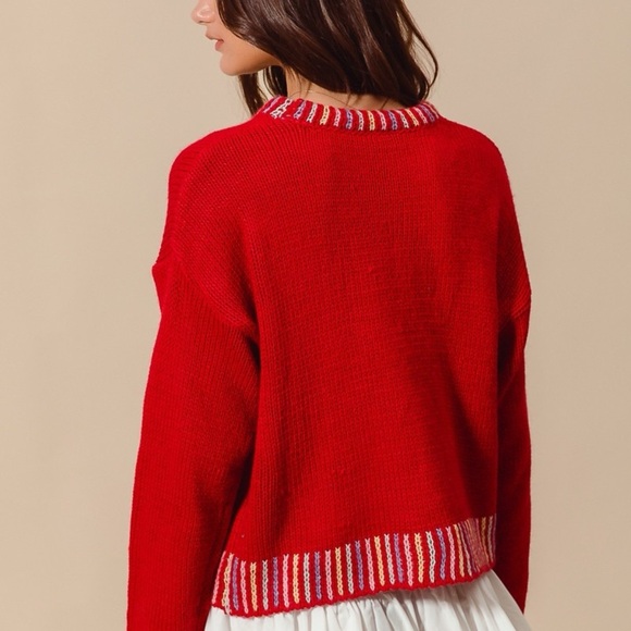 SO ME Merry Lettering Embroidered Christmas Sweater - Picture 11 of 12